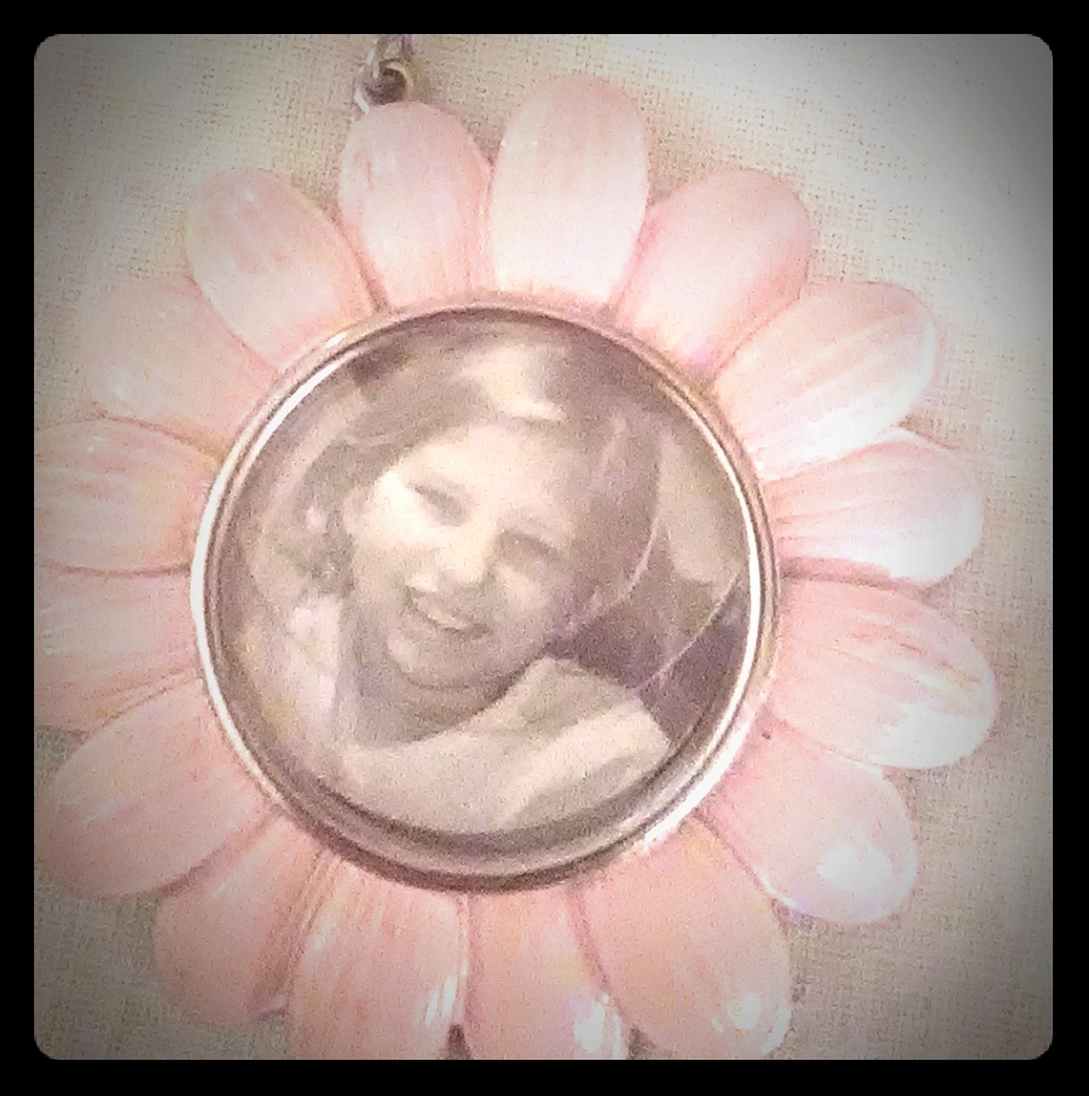 Pink flower photo keychain or purse clip